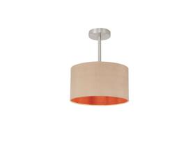 DK0244  Baymont 30cm Semi Flush 1 Light Satin Nickel, Antique Gold/Ruby